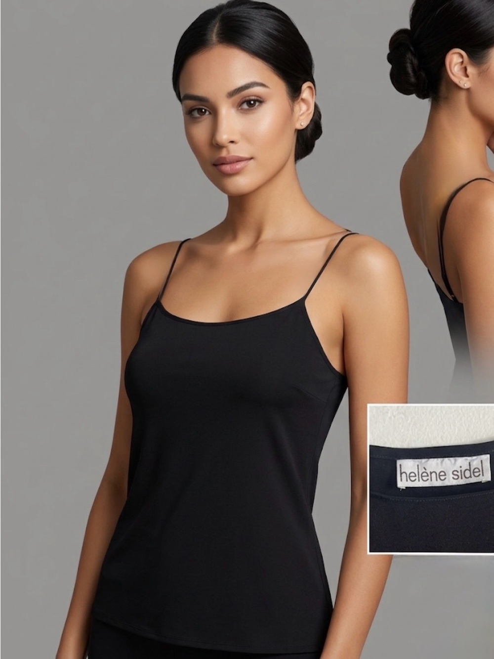 Vintage Helene Sidel Vintage Black Satin Camisole Tank Top | Size Small (S)